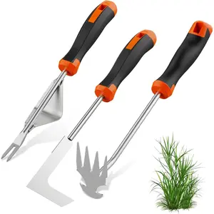 Weed Puller Tool Set, 3 Pack Manual Weed Puller with  Handle, Stainless Steel Crack Weeder and Uprooting Tool for Garden, Patio, Lawn, Driveway and Paving Stones