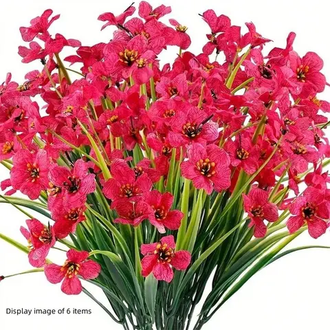 Artificial Flower, Lifelike Artificial Flower, Decorative Faux Flower, 6 Counts  Spring Grass Flower, Modern Fake Flower for Home Dormitory Office School Party Decor, Artificial Flowers Bouquet