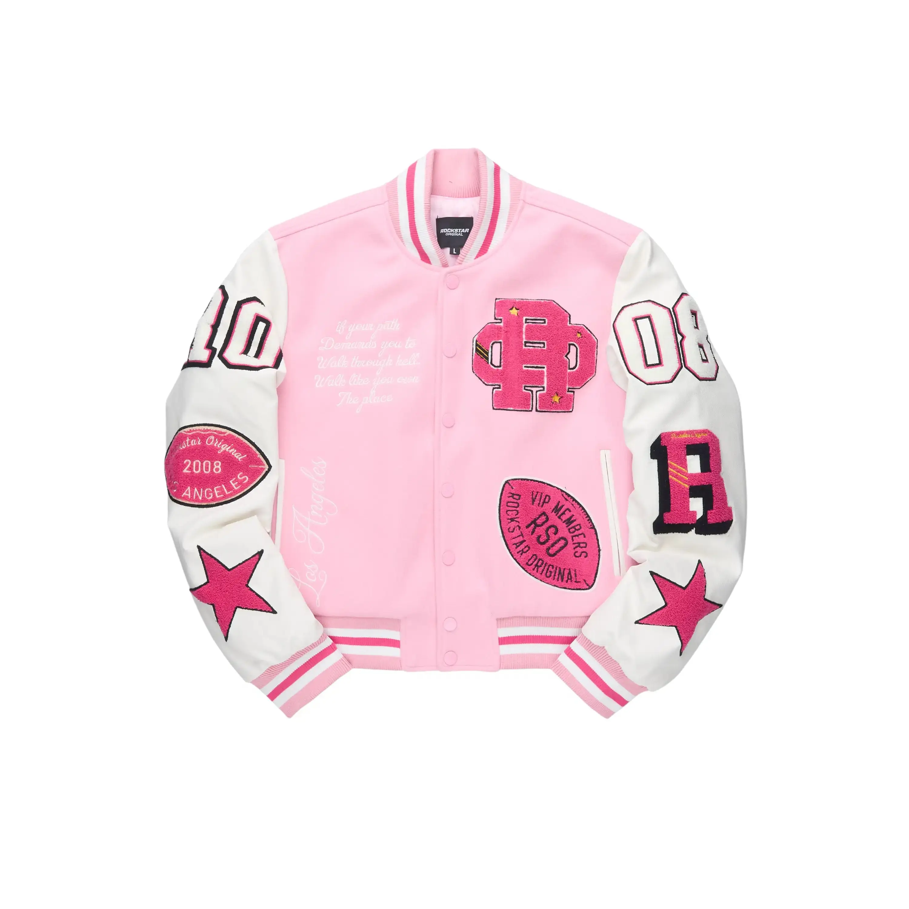 Adrienne Pink Oversized Varsity Jacket Adrienne Pink Oversized Varsity Jacket