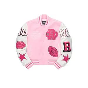 Adrienne Pink Oversized Varsity Jacket