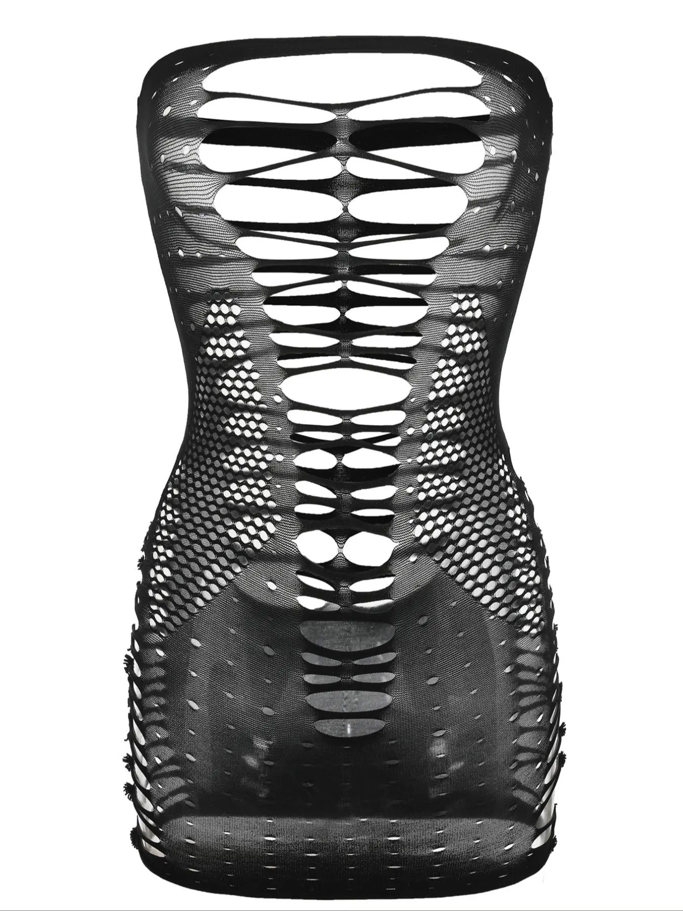 cut out fishnet bodycon dress Seamless Fishnet Chemise Dress – YOMORIO main image 0
