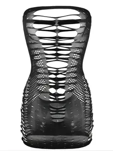 Women's Solid Cut Out Backless Tube Cover Up Dress, Fashion Casual High Stretch Fishnet Mesh Cover Up Bodycon Cover Up Dress for Beach Holiday Vacation, Ladies Summer Clothes Beach Cover Ups