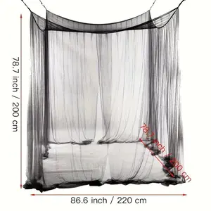 1 Piece Oversized Camping Mosquito Net, 15 Mesh Fine Netting Square Curtain, 86.61×86.61 Inch Portable Breathable Mesh Canopy, Easy Installation, Universal for Bunk Bed, Bedroom, Patio, Outdoor Camping & Travel