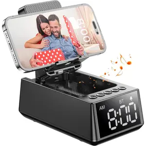 Bluetooth Wireless Stereo Speaker with Anti-Slip Base, HD Audio, LCD Display & Smartphone Stand – Games Compatible Birthday/Anniversary Gift for Men (Husband, Dad)