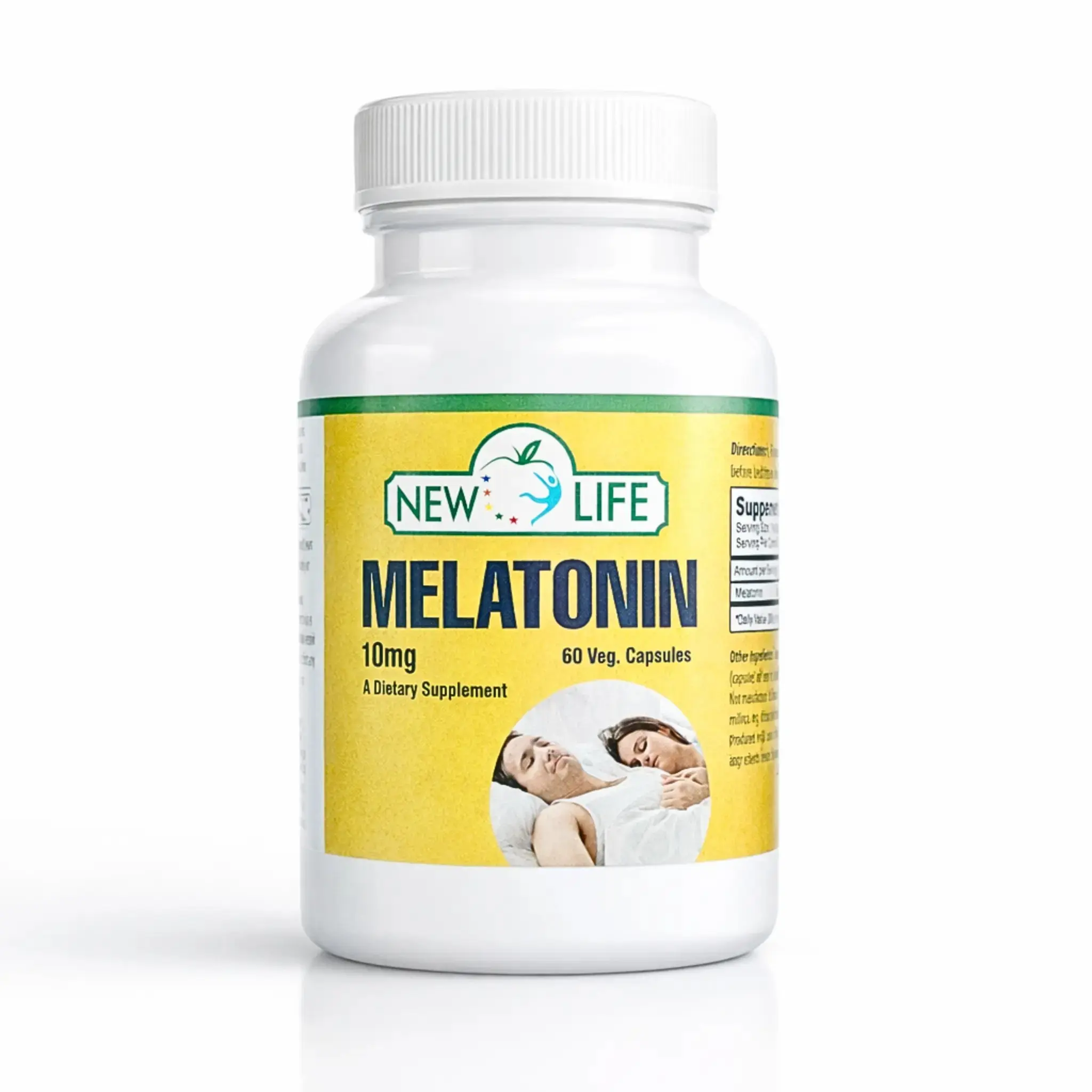 New Life Melatonin 10mg 60 Veg Capsules Natural Dietary Supplement for Sleep Support and Relaxation