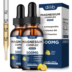 Triple Magnesium Complex Drops Supplement500mg- Calm Mood, Muscle & Sleep - lemon Flavor,60ml 2fl.oz for Men and Women Vitamin B6