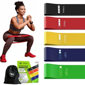Resistance Bands Set for Men and Women, Pack of 5 Different Levels Elastic Band for  Gym Long Exercise Workout -  Fitness Equipment for , Yoga - Free Carrying Bag