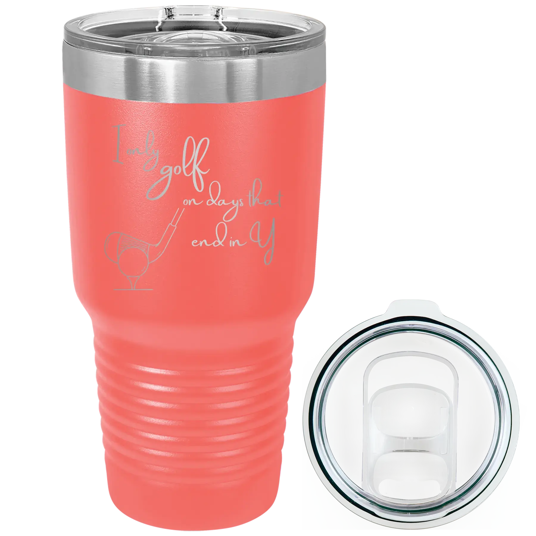 Personalized Days that end in Y 30 oz Tumbler - Coral