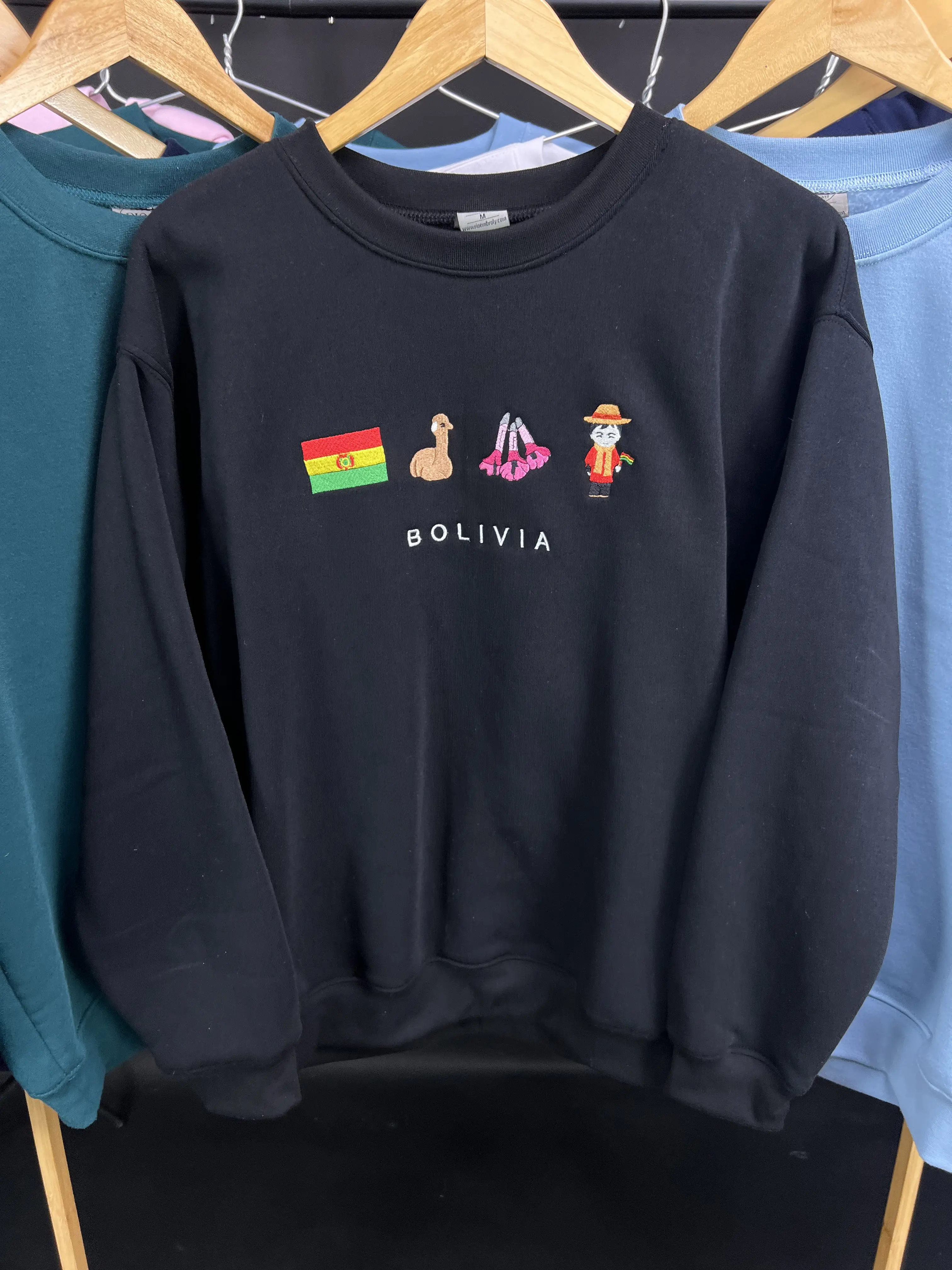 Flag Bolivian Embroidered Sweatshirt Hoodie