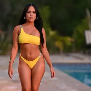 One Shoulder Bikini Set for Women Siren Sculpting High Cut Swimwear Vacation Luxury Beach Outfit in Vibrant Yellow