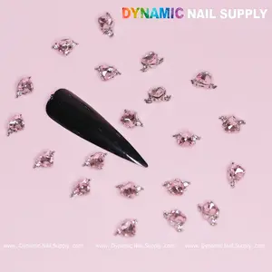 20 pcs Pink Sapphire Heart Charm (Solitaire shape)  for Valentine Nails Design
