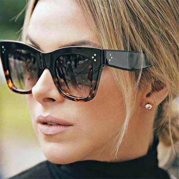 Shadz CATHERINE Women's Oversized Plastic Statement Frame Cat Eye Sunglasses, Vintage Retro Designer-Inspired Full-Rim Style, UV-Protective PC Lenses, Durable and Longevity Eyewear, Plastic Frame