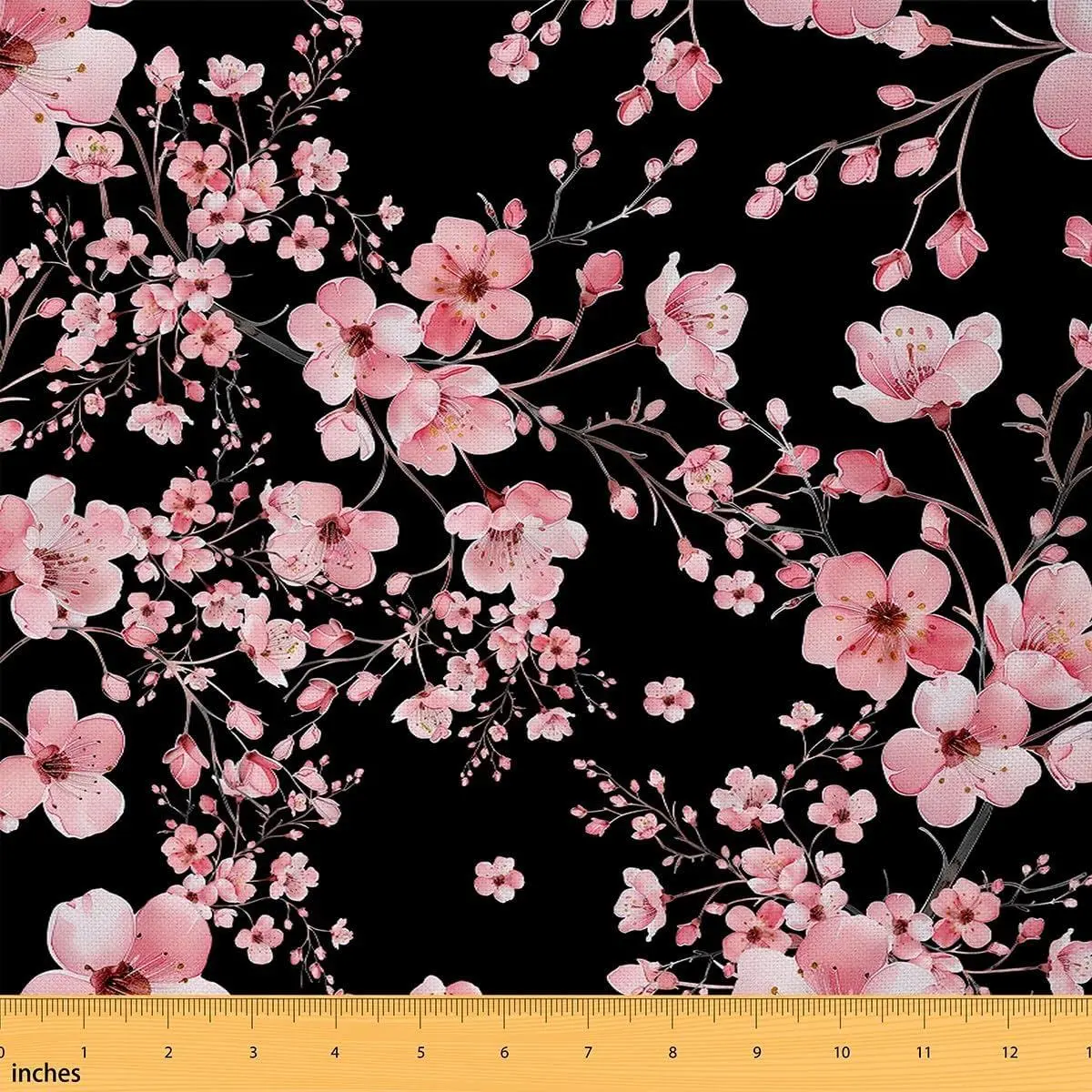 Cherry Blossom Flower Fabric Pink Outdoor Blooming Floral No Stretch Fabric Japaneses Rustic Spring Theme Soft Flannel Polyester Fabric DIY Home Accents Pre-Cut