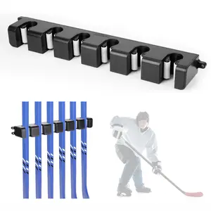 Hikeen Hockey Stick Wall Mount, Enhanced Stability Ice Hockey Stick Display Holder, Space-Saving Ice Hockey Stick Organizer to 6 Sticks