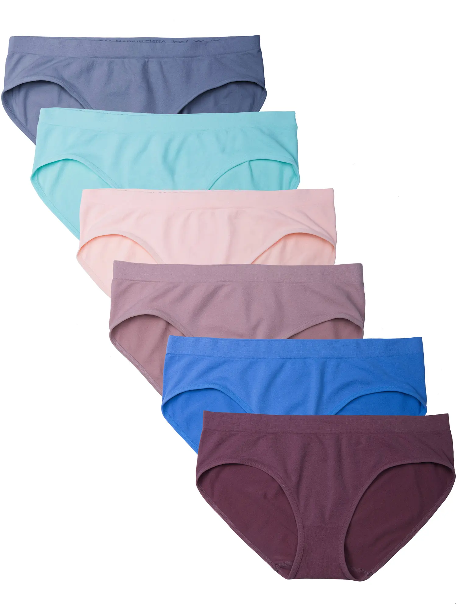 Kalon Women's 6-Pack Seamless Hipster Briefs - XS-4XL, 3X Incl, Preppy, Comfy Stretchy Plain Nylon Spandex Knit Undies, Soft Minimalist Seamless Edge Underwear for Women
