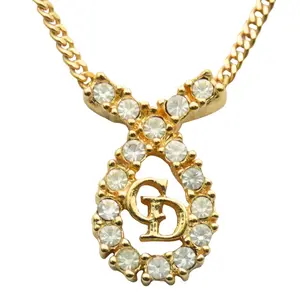 Pre-owned Dior Zinc Alloy Small Leather Goods Christian CD logo Necklace