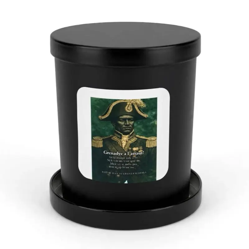 J.D. 1804 Dessalines Luxury Candle 18oz | Warm Woods Leather Vetiver | Haitian Heritage Soy Wax 90Hr Burn