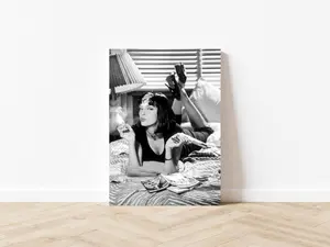 Pulp Fiction Movie Poster Black and White