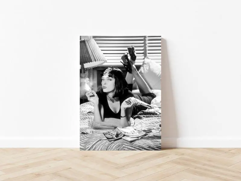 Pulp Fiction Movie Poster Black and White