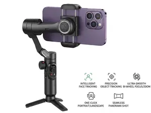 The 2026 compact foldable gimbal stabilizer features three-axis stabilization and anti-shake technology, has a built-in RGB seven-color magnetic fill light, and offers 360-degree rotation and AI automatic facial tracking functionality iphone anti snatch