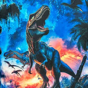 Dinosaur on Blue Luxe 41x60 Child/Toddler Minky Blanket with Pillowcase - Perfect for Kids