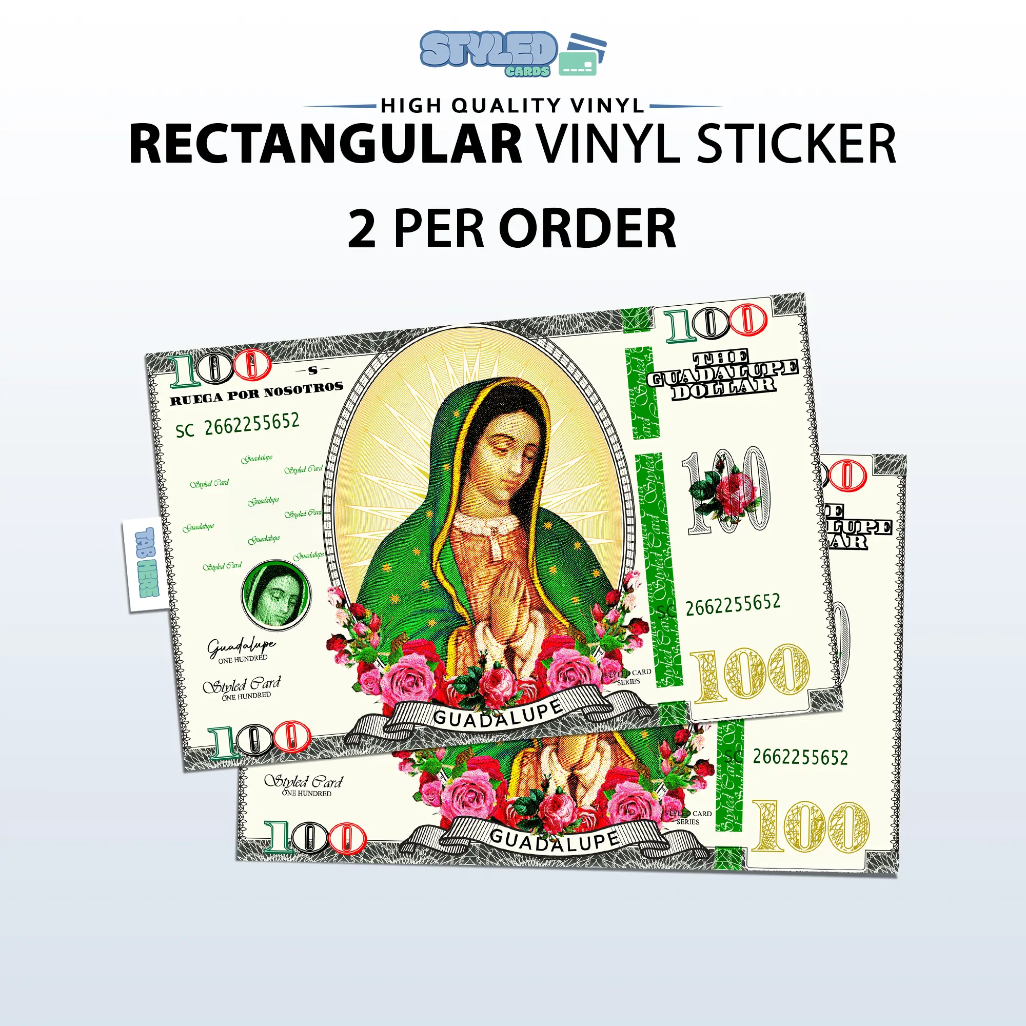 100 usa Guadalupe rectangular vinyl sticker 100 usa Guadalupe rectangular vinyl sticker