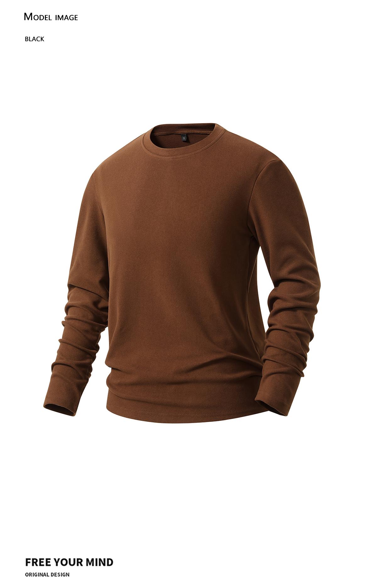 2-pack: men’s long-sleeve T-shirt, men’s terry crewneck long-sleeve T-shirt.Basic loose, stretchy, versatile base layer top—simple solid color for all seasons; suitable for everyday casual wear, students, commuting, and home.