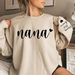 Personalized Nana Sweatshirt With Kids Names On Sleeve, Custom Grandma Sweatshirt, Nana Hoodie, Pregnancy Announcement Gift, Mothers Day Gift for Nana