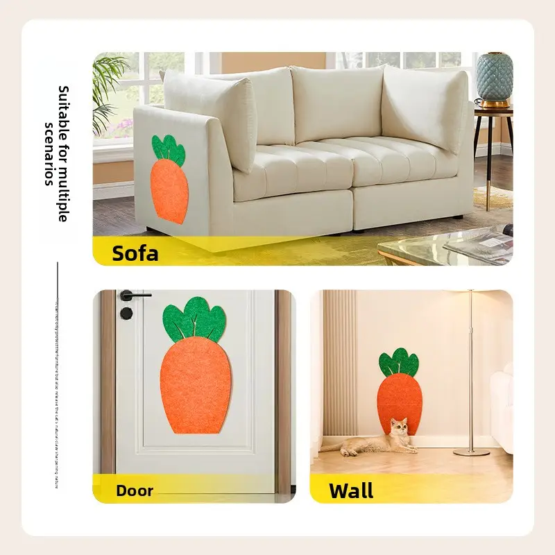 Cute Cat Scratching Mat and Post Carrot Wall Cat Scratcher for Indoor Cat Scratch Pads-Anti Scratch Furniture Protector-Self Adhesive for Couch,Door,Sofa,Wall-Funny Cat Lover Gifts Christmas
