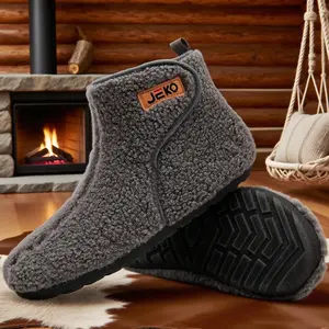 JEKO Men Women High-Top Plush Slippers Non-Slip Indoor Socks Shoes With Comfort Memory Foam