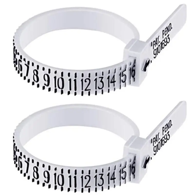 2-Pack Ring Sizer Measure Tool Gauge Plastic Finger Sizing Finder Reusable 1-17