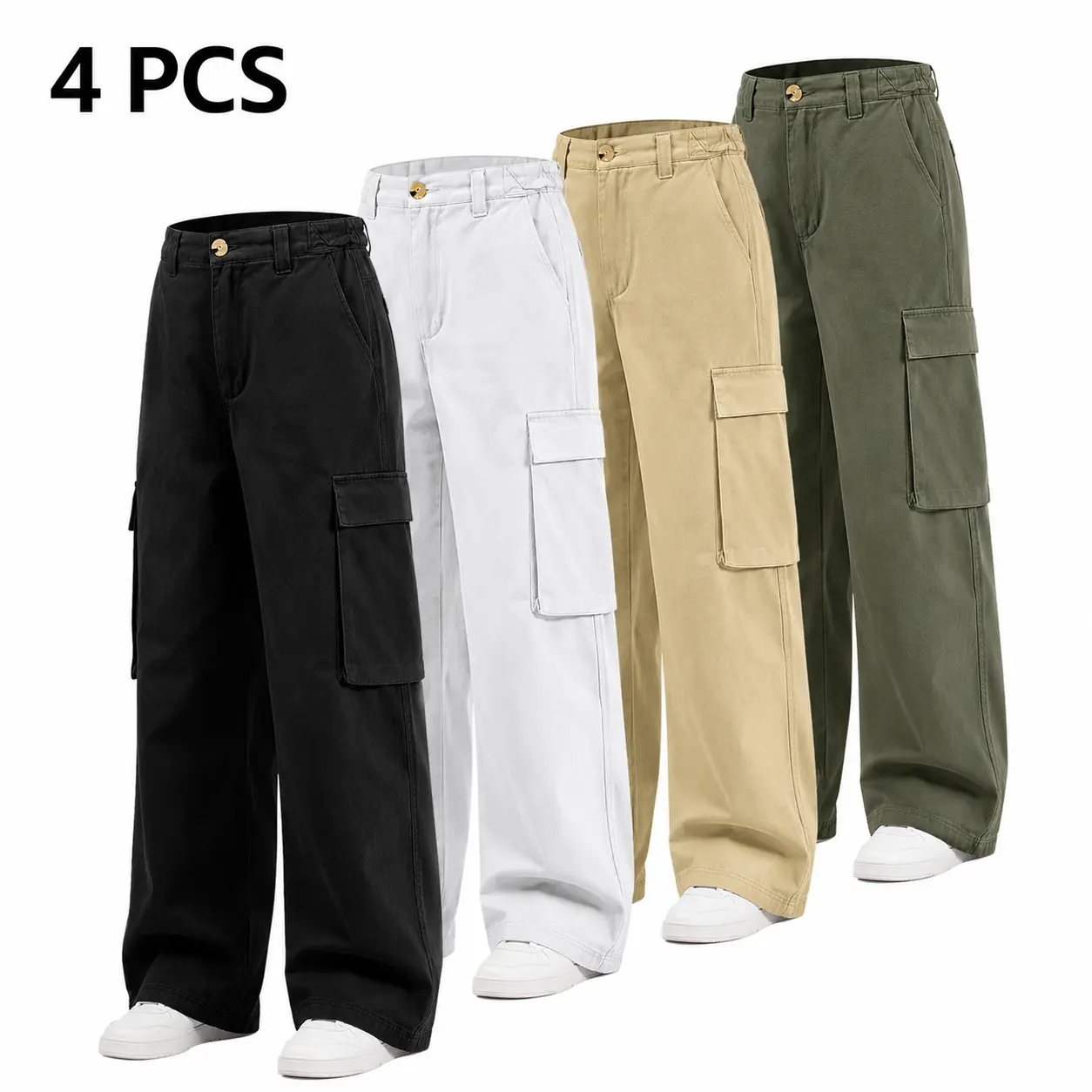 ZAVO Women's Multi-Pocket Cargo Jeans – Loose Fit Casual Workwear Denim Pants, Comfortable Relaxed Fit Utility Trousers