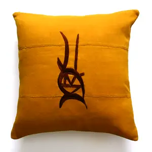 Embroidered African Asoke 18x18 Pillow Cover