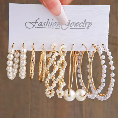 Faux Pearl Twist Design Hoop Earrings, Elegant Trendy for Women, Stylish Hoop Earring Set for Party & Daily Wear, Earrings Hoops