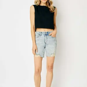 Judy Blue High Waist Mineral Wash Destroyed Boyfriend Shorts