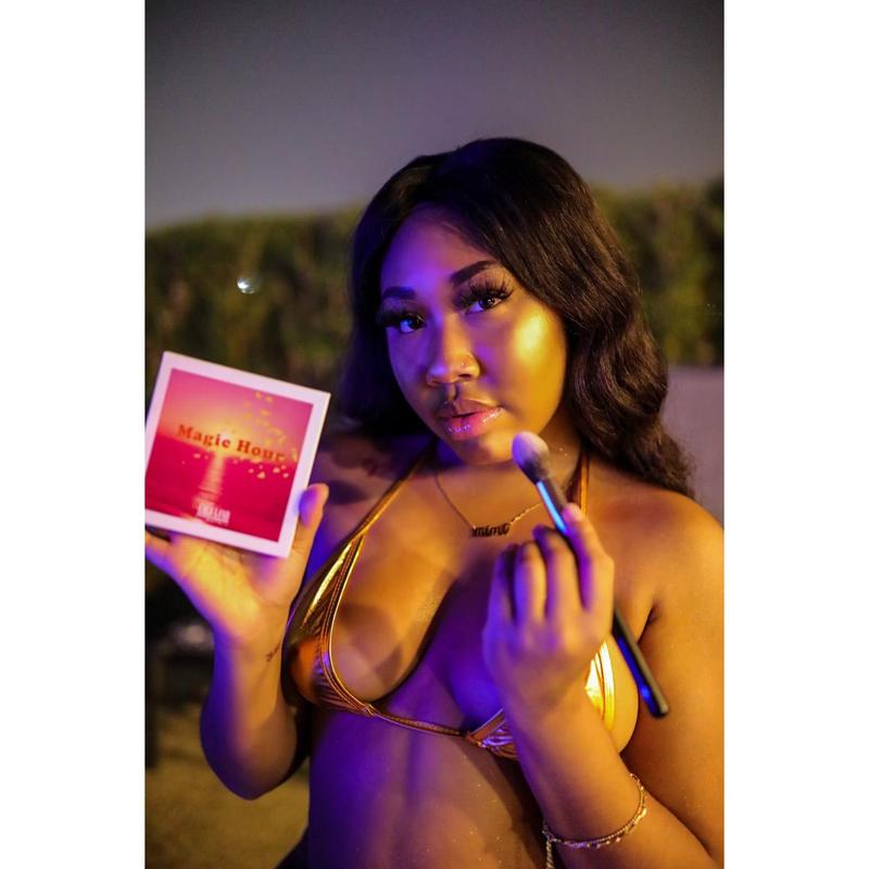 Magic Hour Highlight Palette - Vegan 4-Pan Highlighter Palette for Melanin-Rich Skin, Highly Pigmented Shimmer, Silky Smooth Formula, Perfect for Summer & Everyday Wear