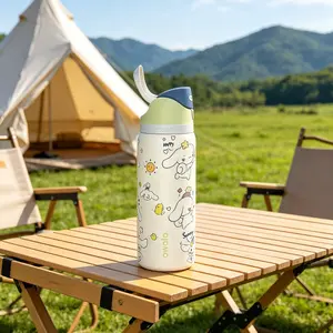Owala 32oz Cute Puppy Pattern Portable Water Bottle, Leakproof Stainless Steel Cup With Flip Lock, BPA Free, Ideal Choice For Sports Enthusiasts