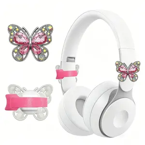 Exclusively Designed for Girls – Diamond Butterfly Rhinestone Decorations for Over-Ear & Gaming Headsets, Universal Fit