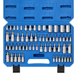 CASOMAN Master Torx Bit Socket and External Torx Socket Set, 60-Piece Set, S2 and Cr-V Steel，E4-E24, T6-T70,TT6-TT70,TP8-TP60 Hand Tools Wrench