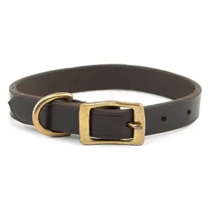 Jeffers Flat Latigo Leather Dog Collar with Brass Hardware Jeffers Flat Latigo Leather Dog Collar with Brass Hardware