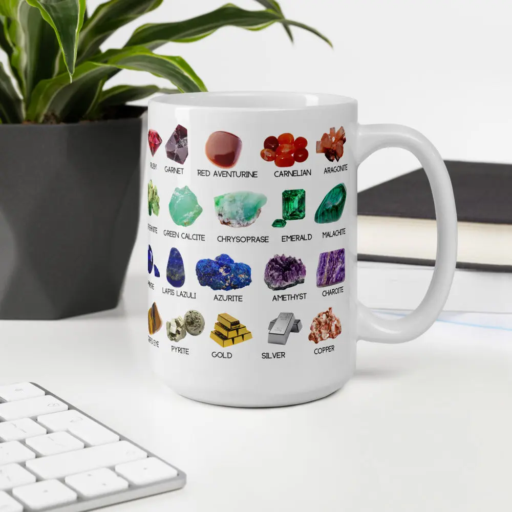 Crystal Collection Mug Rainbow Rock Lover Geologist Gem & Mineral White Coffee Mug