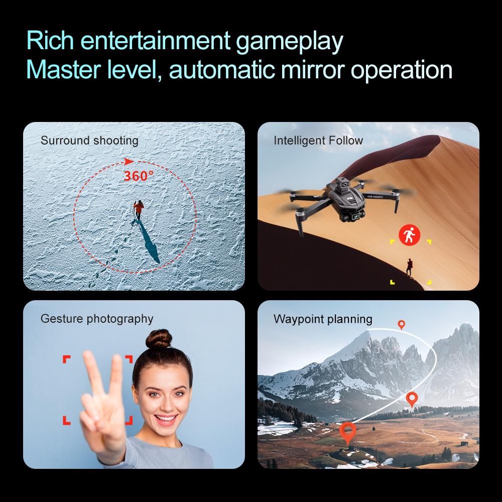 V168 MAX GPS Drone, 4K HD Dual Camera, 360° Smart Obstacle Avoidance, FPV Flight, Optical Flow Positioning, Quadcopter, Suitable for Adults and Beginners, HD Large Screen Remote Controller, 6-Axis Gyroscope, 2 Batteries + SD Card + Carrying Case Set