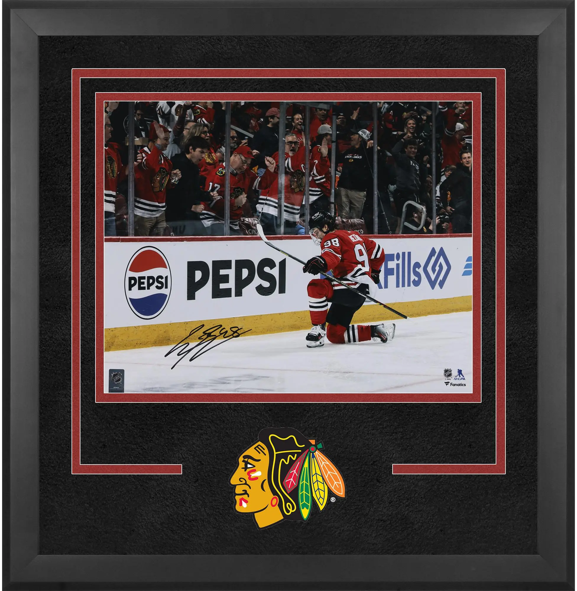 Connor Bedard Chicago Blackhawks Deluxe Framed Autographed 16" x 20" Red Jersey Celebration Photograph - Fanatics Authentic Certified