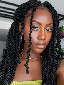 9x6 Lace Front Synthetic Braided Wigs, Straight Cornrow Weave, Customizable Hairstyles, 20 Inch Artificial Hair Extensions, Frontal Wigs