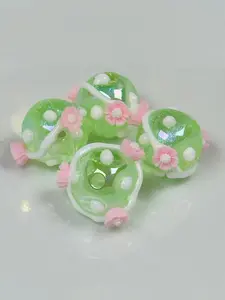 Clear Green Hand Painted Beads