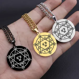 Sacred Geometry Amulet for Men Women Stainless Steel Solomon Spirit Jewelry