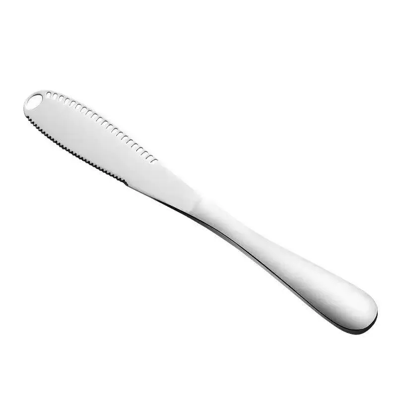 Serrated Butter Knife Spreader, Minimalist Stainless Steel Slicer with Non-Slip Handle, Ultra Sturdy & Dishwasher Safe for Smooth Spreading, Camping & College Dorms, Food Prep