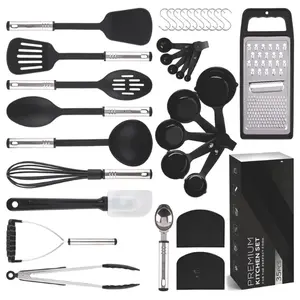 Kitchen Utensils Set 35 PCS Cooking Utensils Set, Nonstick and Heat Resistant Nylon Stainless Steel Silicone Spatula Set - Kitchen Gadgets Home Essentials Kitchen Accessories, Apartment Must Haves