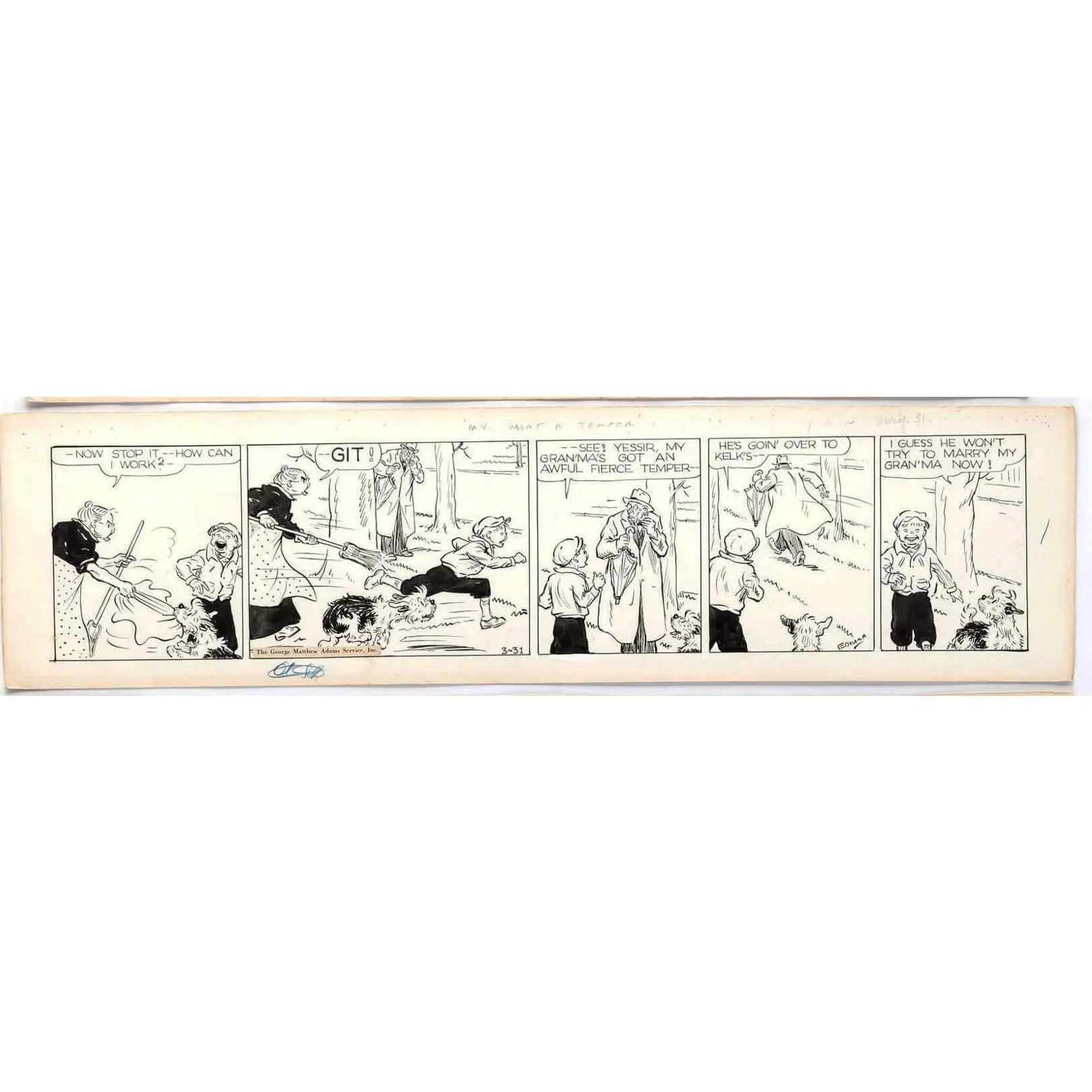 Cap Stubbs and Tippie Original Ink Daily Comic Strip Art Signed and Drawn by Edwina Dumm AM14