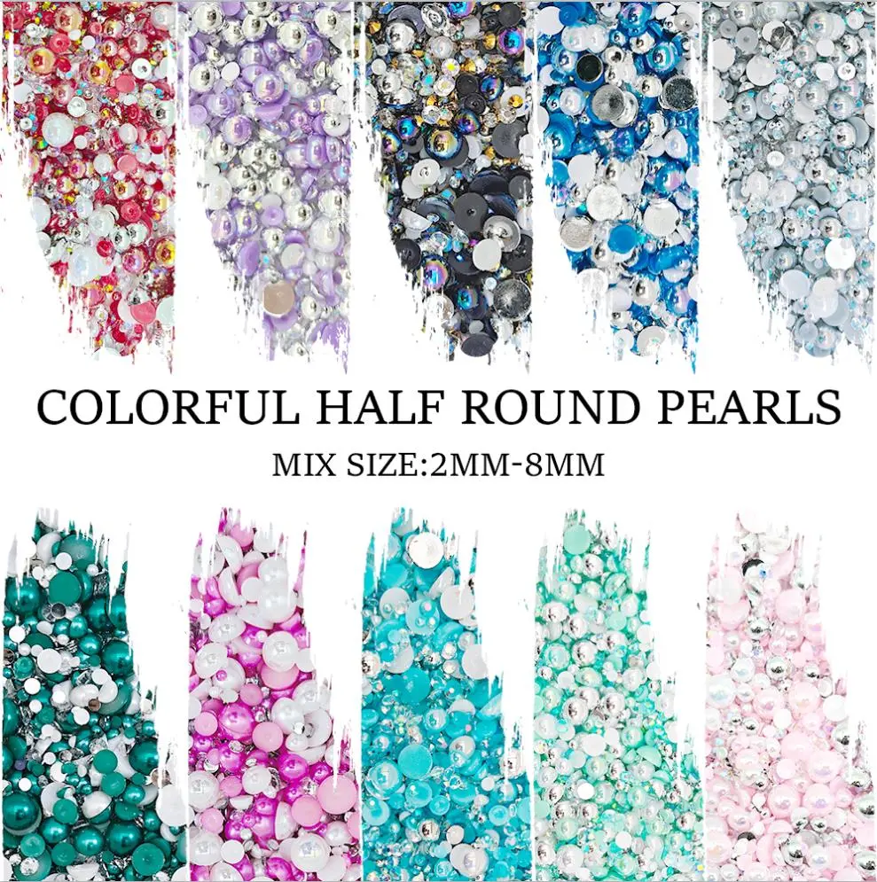 Mixed Size Flatback Resin Pearls Beads Set - 60g Bulk Resin Charms, Half Round Embellishments for DIY Jewelry Making, DIY Projects & Beginners’ Clothes Accessories, Bulk Beads, Charms Making, Experienced Diy Enthusiasts